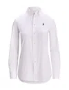 Polo Ralph Lauren Classic White Button-down Shirt In Cotton-elastan Blend In White