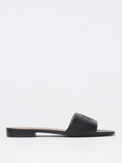 Ralph Lauren Everley Calfskin Slide Sandal In Black