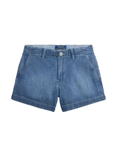 Ralph Lauren Kids' Indigo Cotton Denim Shorts In Blue