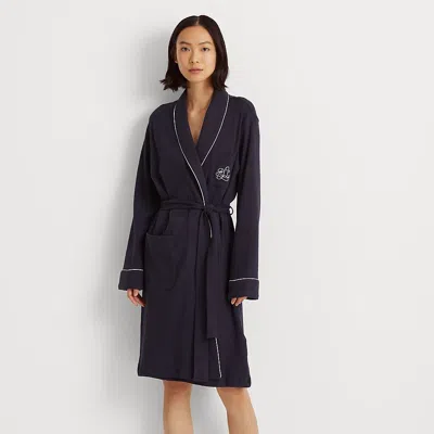 Ralph Lauren Short Shawl-collar Robe In Blue