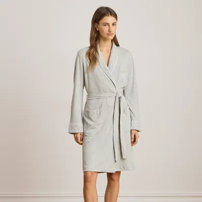 Ralph Lauren Short Shawl-collar Robe In Heather Grey In Gray