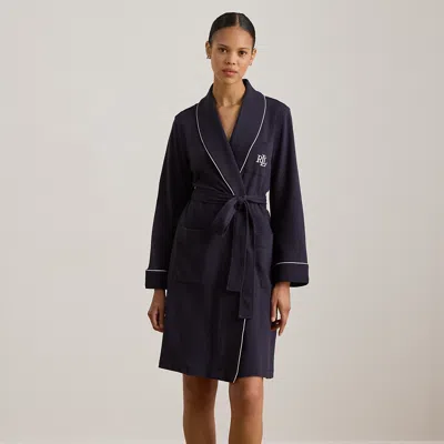 Ralph Lauren Short Shawl-collar Robe In Navy In Blue