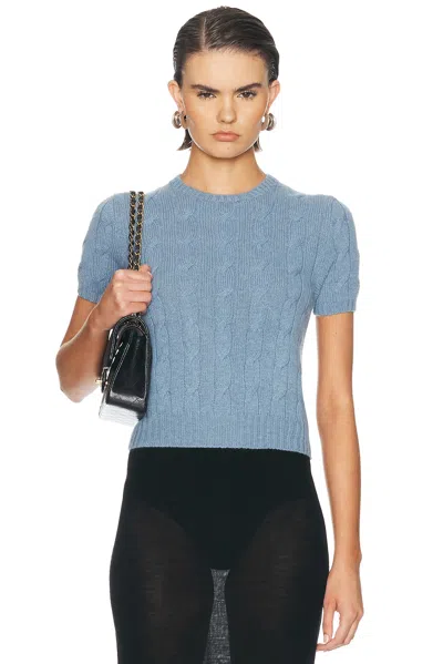 Ralph Lauren Short Sleeve Crewneck Sweater In Chambray Melange