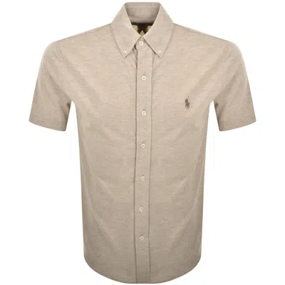 Ralph Lauren Short Sleeve Knit Shirt Beige In Sand