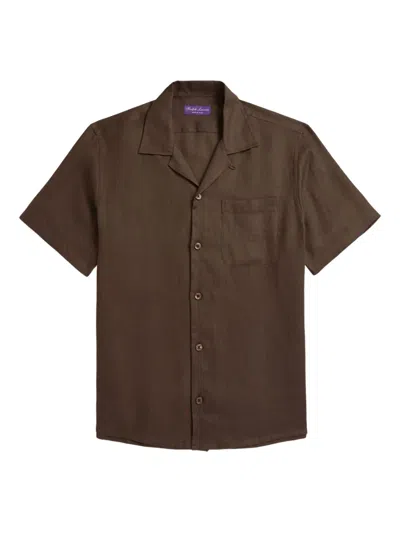 Ralph Lauren Short-sleeve Linen Shirt In Brown