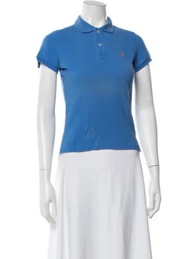 Pre-owned Ralph Lauren Short Sleeve Polo In Blue/white