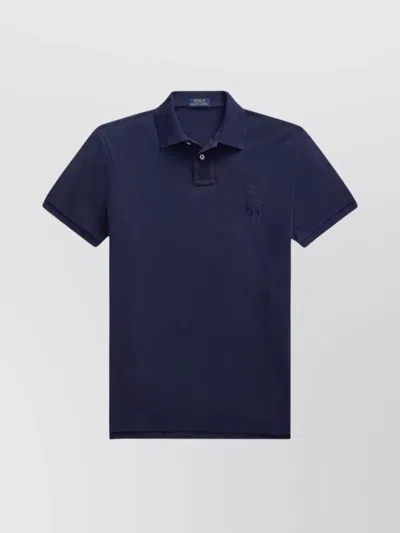 Ralph Lauren Short Sleeve Polo Shirt Collar In Blue