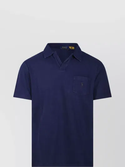 Ralph Lauren Short Sleeve Polo Shirt With Chest Pocket In Blue