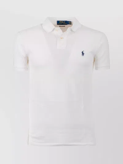 Ralph Lauren Short Sleeve Polo Shirt With Collar Design In Silver