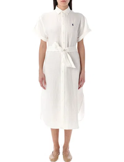 Ralph Lauren Short Sleeve Shirt Dress In Gray