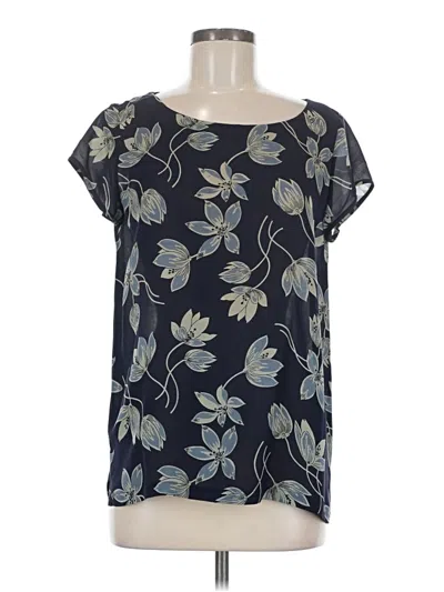 Pre-owned Ralph Lauren Short Sleeve Silk Top Blue Scoop Neck Tops