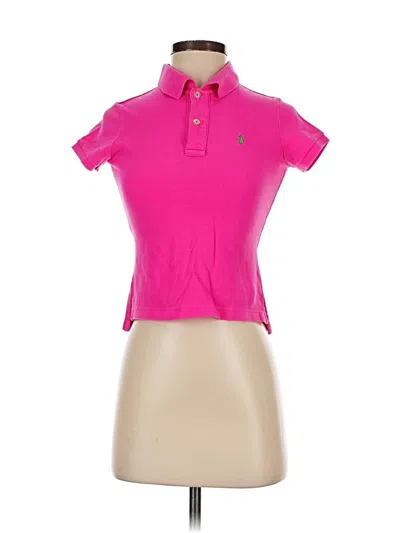 Pre-owned Ralph Lauren Short Sleeve Top Pink Keyhole Neckline Tops