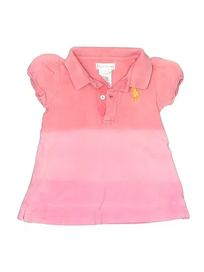Pre-owned Ralph Lauren Babies' Short Sleeve Top Pink Keyhole Neckline Tops