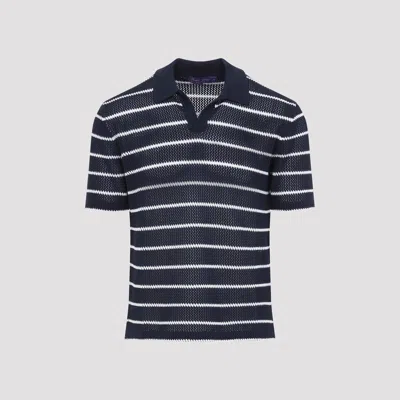Ralph Lauren Polo Shirt Short Sleeves Striped Ribbed Collar In Multi