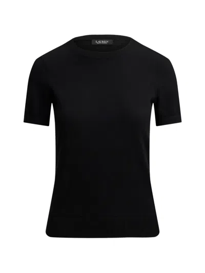Ralph Lauren Short-sleeve Embroidered-logo Sweater In Black