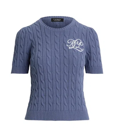 Ralph Lauren Short-sleeved Knit Sweater In Blue