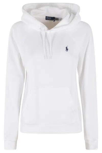 Ralph Lauren Shrunken Fit Fleece Hoodie In White
