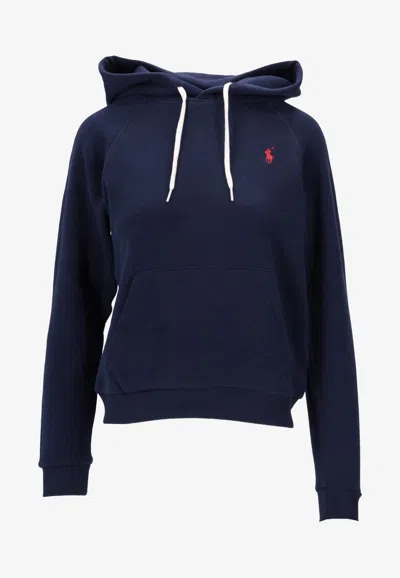 Ralph Lauren Shrunken Fit Hooded Sweatshirt In Blue