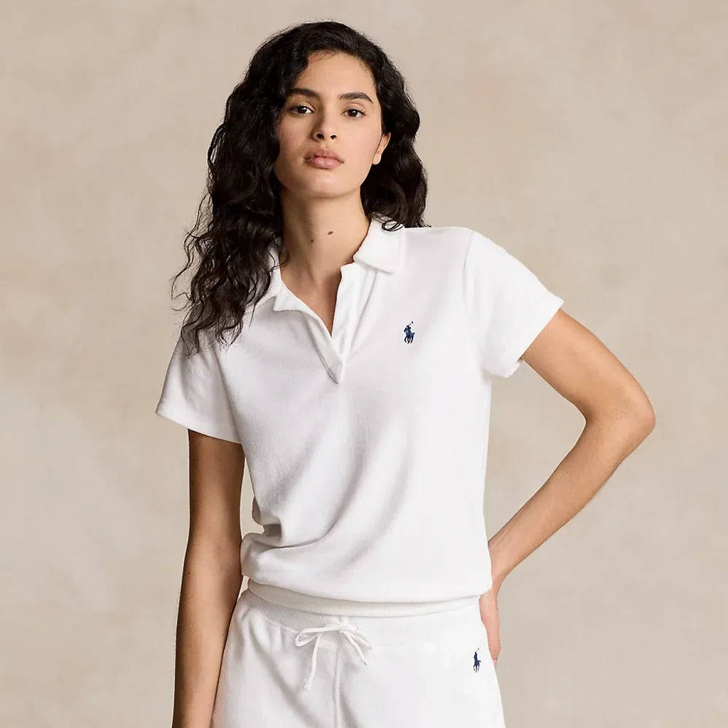 Tシャツ・カットソー POLO RALPH LAUREN W Shrunken Fit Terry Polo Shirt Orange Genuine Polo Ralph Lauren Womens Shrunken Fit Terry Polo