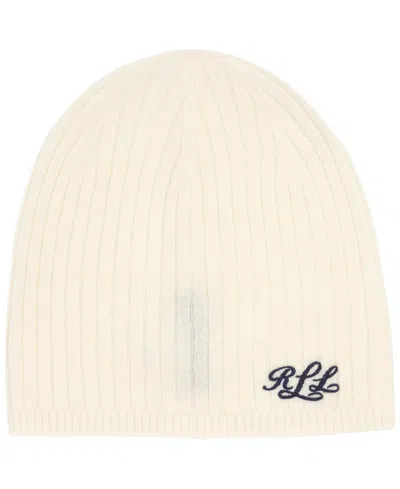Ralph Lauren Signature Cashmere Beanie In Cream