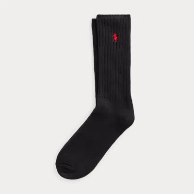 Polo Ralph Lauren Signature Pony Cotton-blend Crew Socks In Black