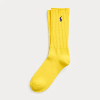 Polo Ralph Lauren Signature Pony Cotton-blend Crew Socks In Bright Yellow