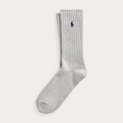 Polo Ralph Lauren Signature Pony Cotton-blend Crew Socks In Light Grey
