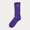 Polo Ralph Lauren Signature Pony Cotton-blend Crew Socks In Purple White