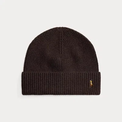 Ralph Lauren Signature Pony Wool-blend Beanie In Brown