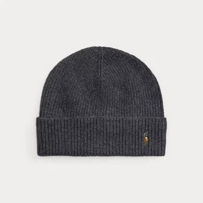 Ralph Lauren Signature Pony Wool-blend Beanie In Gray