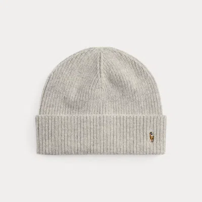Ralph Lauren Signature Pony Wool-blend Beanie In Gray