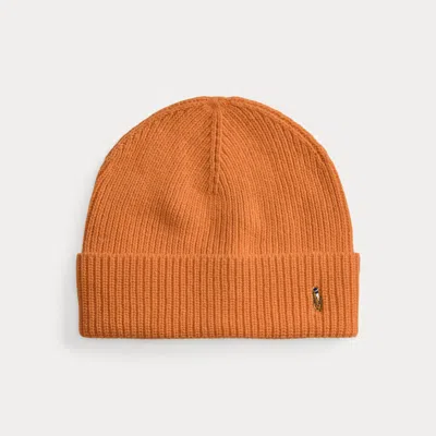 Ralph Lauren Signature Pony Wool-blend Beanie In Orange