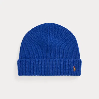 Ralph Lauren Signature Pony Wool-blend Beanie In Blue