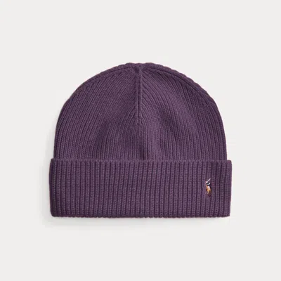Ralph Lauren Signature Pony Wool-blend Beanie In Purple