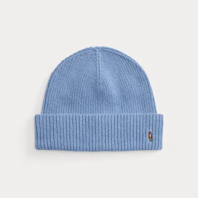 Ralph Lauren Signature Pony Wool-blend Beanie In Blue