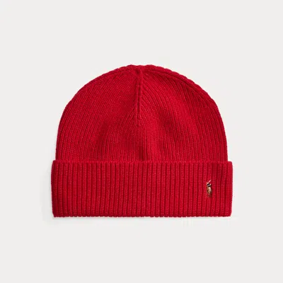 Ralph Lauren Signature Pony Wool-blend Beanie In Red