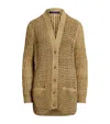 Ralph Lauren Hybrid Suede Silk-linen Boyfriend Cardigan In Beige
