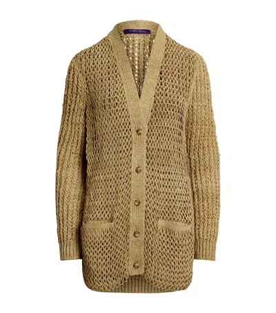 RALPH LAUREN SILK AND SUEDE BOYFRIEND CARDIGAN
