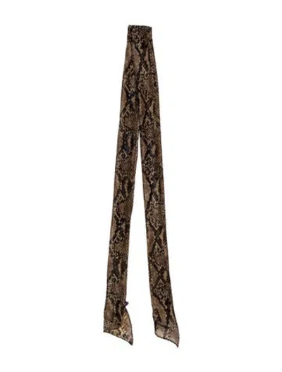 Pre-owned Ralph Lauren Silk Animal Print Scarf In Black