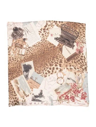 Pre-owned Ralph Lauren Silk Animal Print Scarf In Neutrals