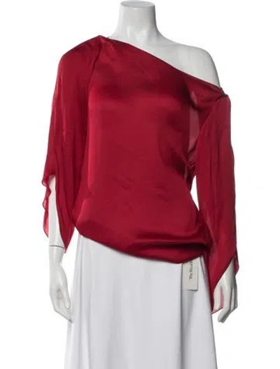 Pre-owned Ralph Lauren Silk Bateau Neckline Blouse W/ Tags In Red
