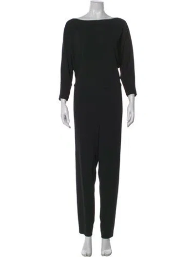 Pre-owned Ralph Lauren Silk Bateau Neckline Jumpsuit In Black