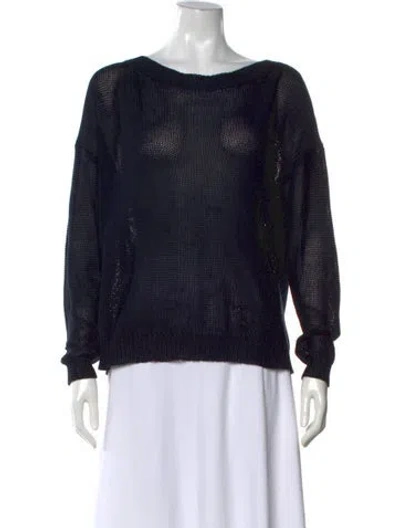 Pre-owned Ralph Lauren Silk Bateau Neckline Sweater In Blue