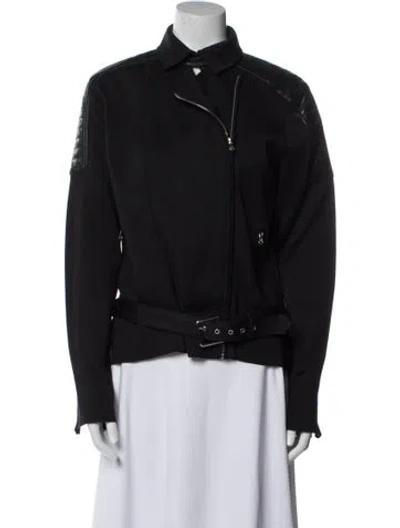 Pre-owned Ralph Lauren Silk Biker Jacket In Black