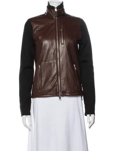 Pre-owned Ralph Lauren Silk Biker Jacket In Brown