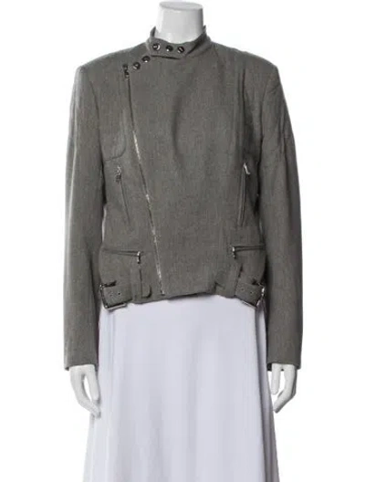 Pre-owned Ralph Lauren Silk Biker Jacket In Green