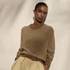 Polo Ralph Lauren Silk Birdseye Crewneck Sweater In Cocoa Multi