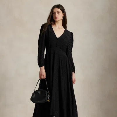 Ralph Lauren Silk-blend Blouson Dress In Black