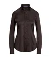 Ralph Lauren Cameron Stretch Silk Charmeuse Button-down Shirt In Brown