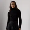 Ralph Lauren Silk-blend Cropped Turtleneck Sweater In Black